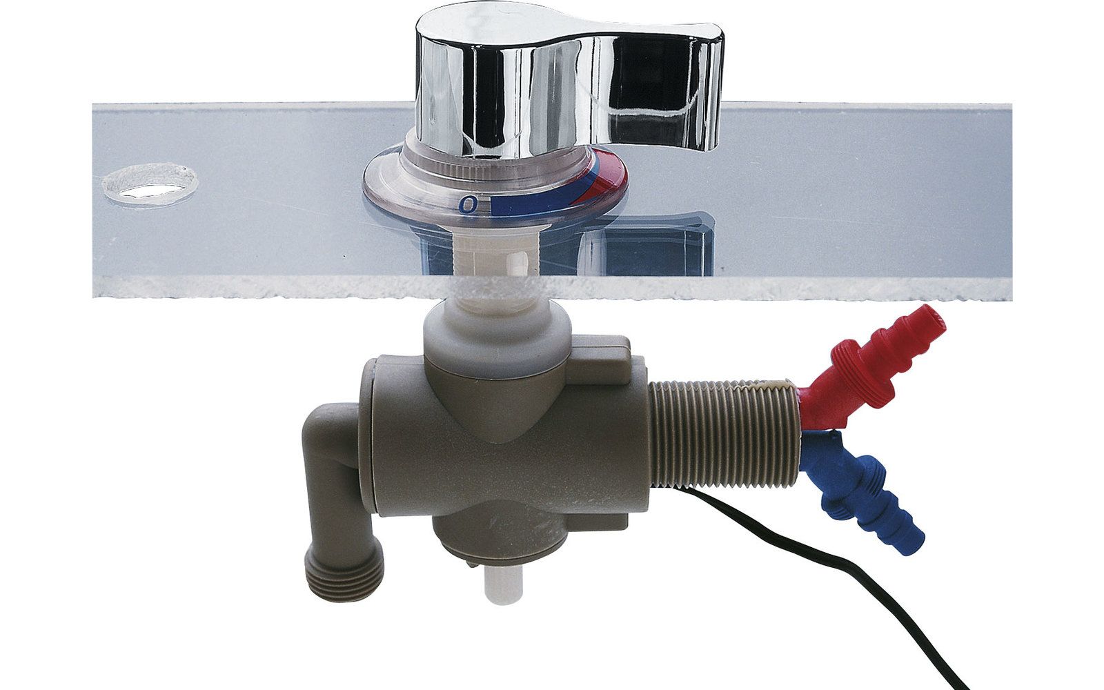 Baterie de dus , apă caldă si rece , cu montaj sub blat - crom